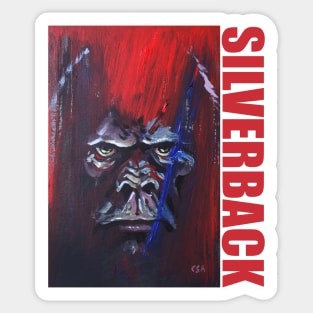 SILVERBACK GORILLA in RED and BLUE Sticker